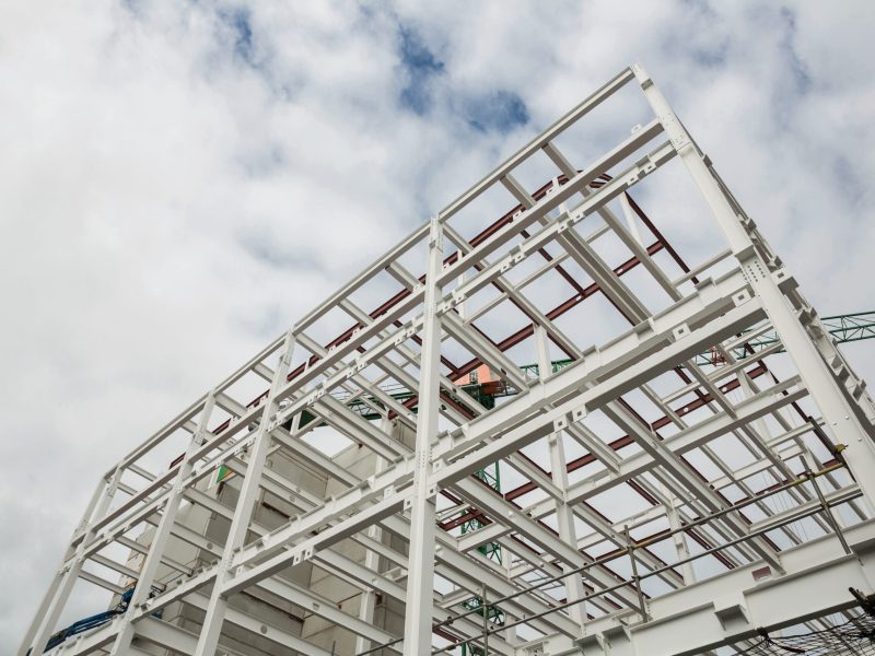 Low angle view of scafolding on building at construction site